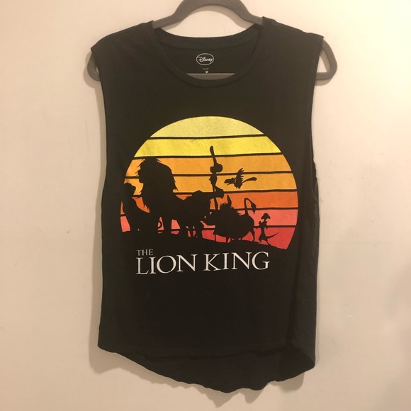Disney Tops - Disney the lion king graphic tank top black sunset